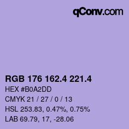 カラーコード: RGB 176 162.4 221.4 | qconv.com