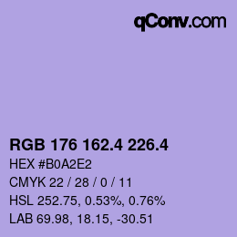 カラーコード: RGB 176 162.4 226.4 | qconv.com