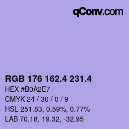 カラーコード: RGB 176 162.4 231.4 | qconv.com