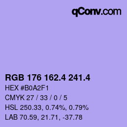 カラーコード: RGB 176 162.4 241.4 | qconv.com