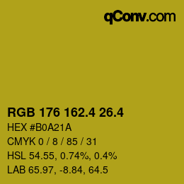 カラーコード: RGB 176 162.4 26.4 | qconv.com