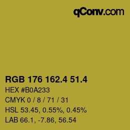 カラーコード: RGB 176 162.4 51.4 | qconv.com