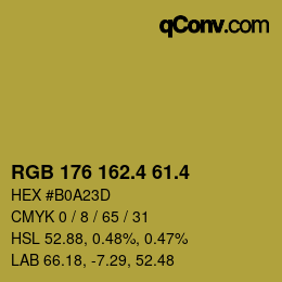 カラーコード: RGB 176 162.4 61.4 | qconv.com