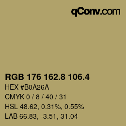 カラーコード: RGB 176 162.8 106.4 | qconv.com