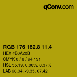 カラーコード: RGB 176 162.8 11.4 | qconv.com