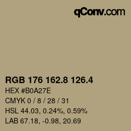 カラーコード: RGB 176 162.8 126.4 | qconv.com