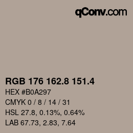 カラーコード: RGB 176 162.8 151.4 | qconv.com