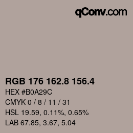 カラーコード: RGB 176 162.8 156.4 | qconv.com