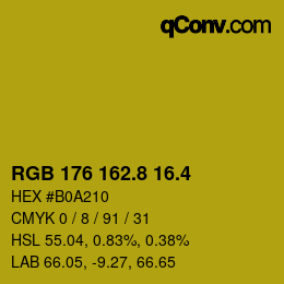 カラーコード: RGB 176 162.8 16.4 | qconv.com
