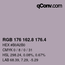 カラーコード: RGB 176 162.8 176.4 | qconv.com