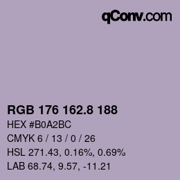 カラーコード: RGB 176 162.8 188 | qconv.com