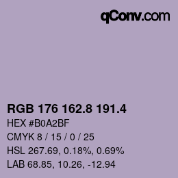 カラーコード: RGB 176 162.8 191.4 | qconv.com