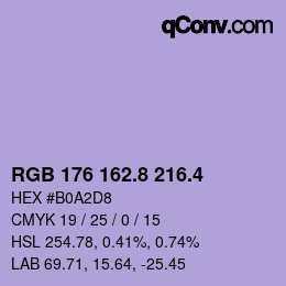 カラーコード: RGB 176 162.8 216.4 | qconv.com
