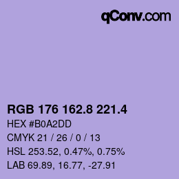 カラーコード: RGB 176 162.8 221.4 | qconv.com