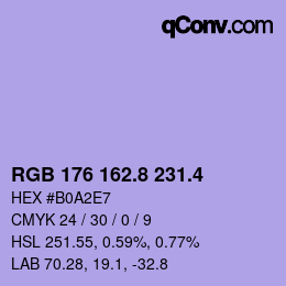 カラーコード: RGB 176 162.8 231.4 | qconv.com