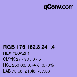 カラーコード: RGB 176 162.8 241.4 | qconv.com