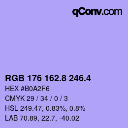 カラーコード: RGB 176 162.8 246.4 | qconv.com