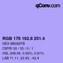 カラーコード: RGB 176 162.8 251.4 | qconv.com