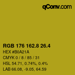 カラーコード: RGB 176 162.8 26.4 | qconv.com