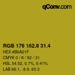 カラーコード: RGB 176 162.8 31.4 | qconv.com