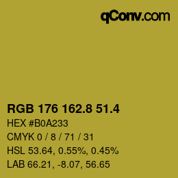 カラーコード: RGB 176 162.8 51.4 | qconv.com