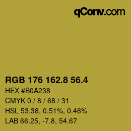 カラーコード: RGB 176 162.8 56.4 | qconv.com
