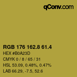 カラーコード: RGB 176 162.8 61.4 | qconv.com
