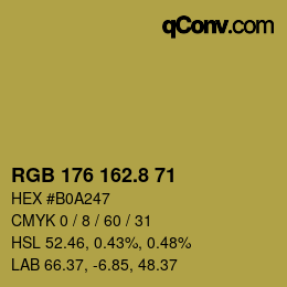 カラーコード: RGB 176 162.8 71 | qconv.com