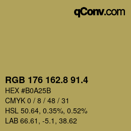 カラーコード: RGB 176 162.8 91.4 | qconv.com