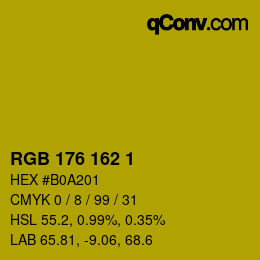 カラーコード: RGB 176 162 1 | qconv.com