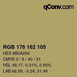 颜色代码: RGB 176 162 105 | qconv.com