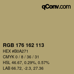 Color code: RGB 176 162 113 | qconv.com