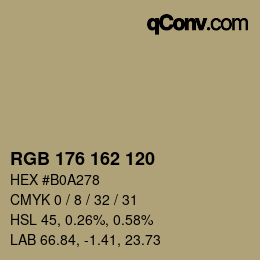 カラーコード: RGB 176 162 120 | qconv.com