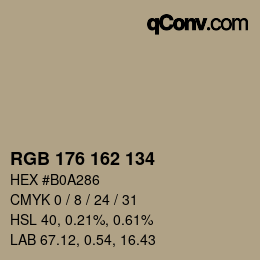 Color code: RGB 176 162 134 | qconv.com