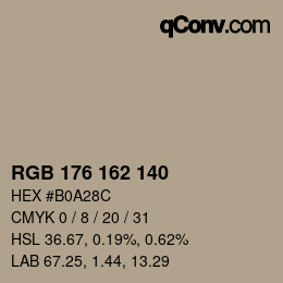 カラーコード: RGB 176 162 140 | qconv.com