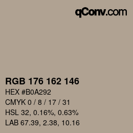 颜色代码: RGB 176 162 146 | qconv.com