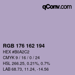 Color code: RGB 176 162 194 | qconv.com