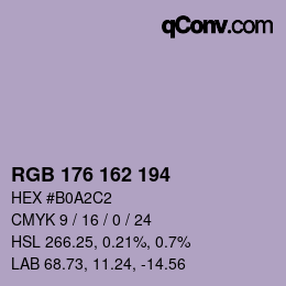 Color code: RGB 176 162 194 | qconv.com