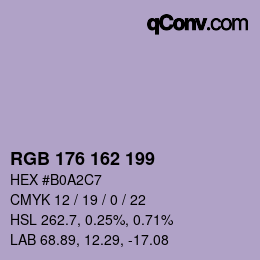 Color code: RGB 176 162 199 | qconv.com