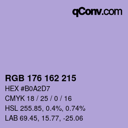 Color code: RGB 176 162 215 | qconv.com