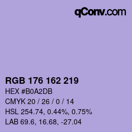 Color code: RGB 176 162 219 | qconv.com