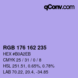 Color code: RGB 176 162 235 | qconv.com