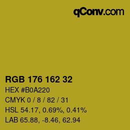 Color code: RGB 176 162 32 | qconv.com