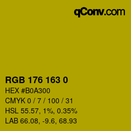 カラーコード: RGB 176 163 0 | qconv.com
