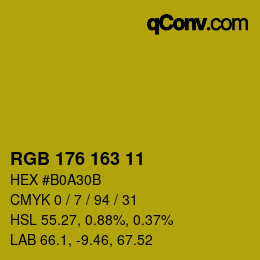 Color code: RGB 176 163 11 | qconv.com