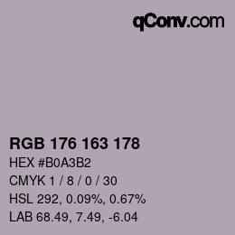 カラーコード: RGB 176 163 178 | qconv.com