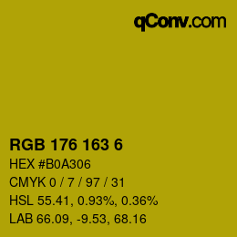 カラーコード: RGB 176 163 6 | qconv.com