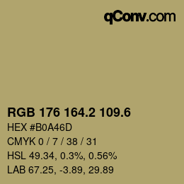 カラーコード: RGB 176 164.2 109.6 | qconv.com
