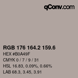 カラーコード: RGB 176 164.2 159.6 | qconv.com
