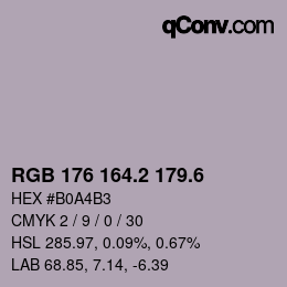 カラーコード: RGB 176 164.2 179.6 | qconv.com